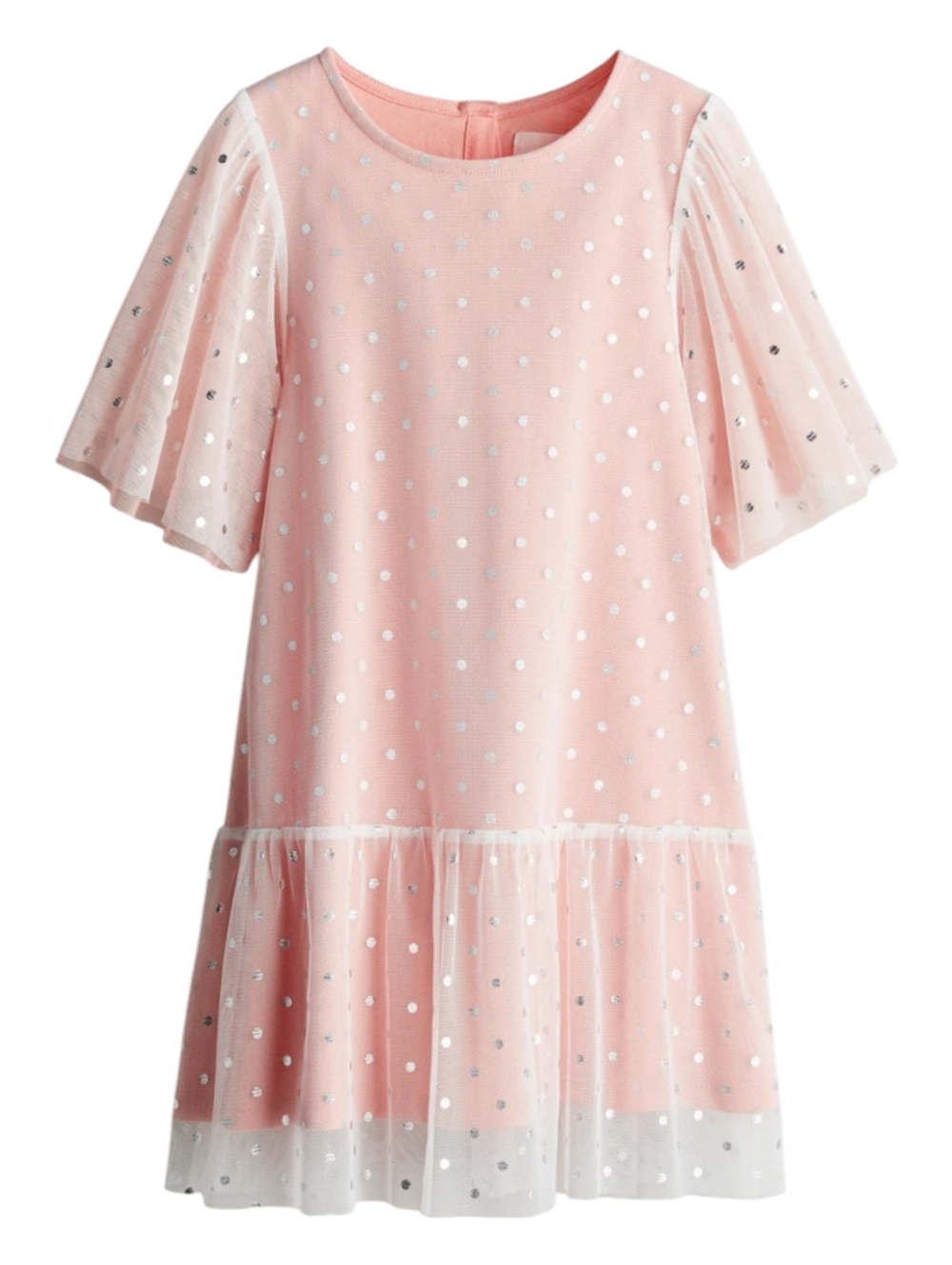 H&M Kids Tulle Dress Pink Silver Fancy Short Sleeve Toddler Little Girl Size 3 4